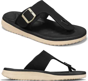 Mens Flip Flops Arch Support Sandals with Adjustable Buckle Straps Thick Athletic Cushion Sport Slides for Man Non-Slip Mens Beach Slipper Lightweight & Soft Comfort Fit