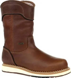 Mens Heavy Duty Pull On Work Boots for Men,Full Grain Leather,Goodyear Welted,Superior Slip Resistant,Waterproof Steel Toe