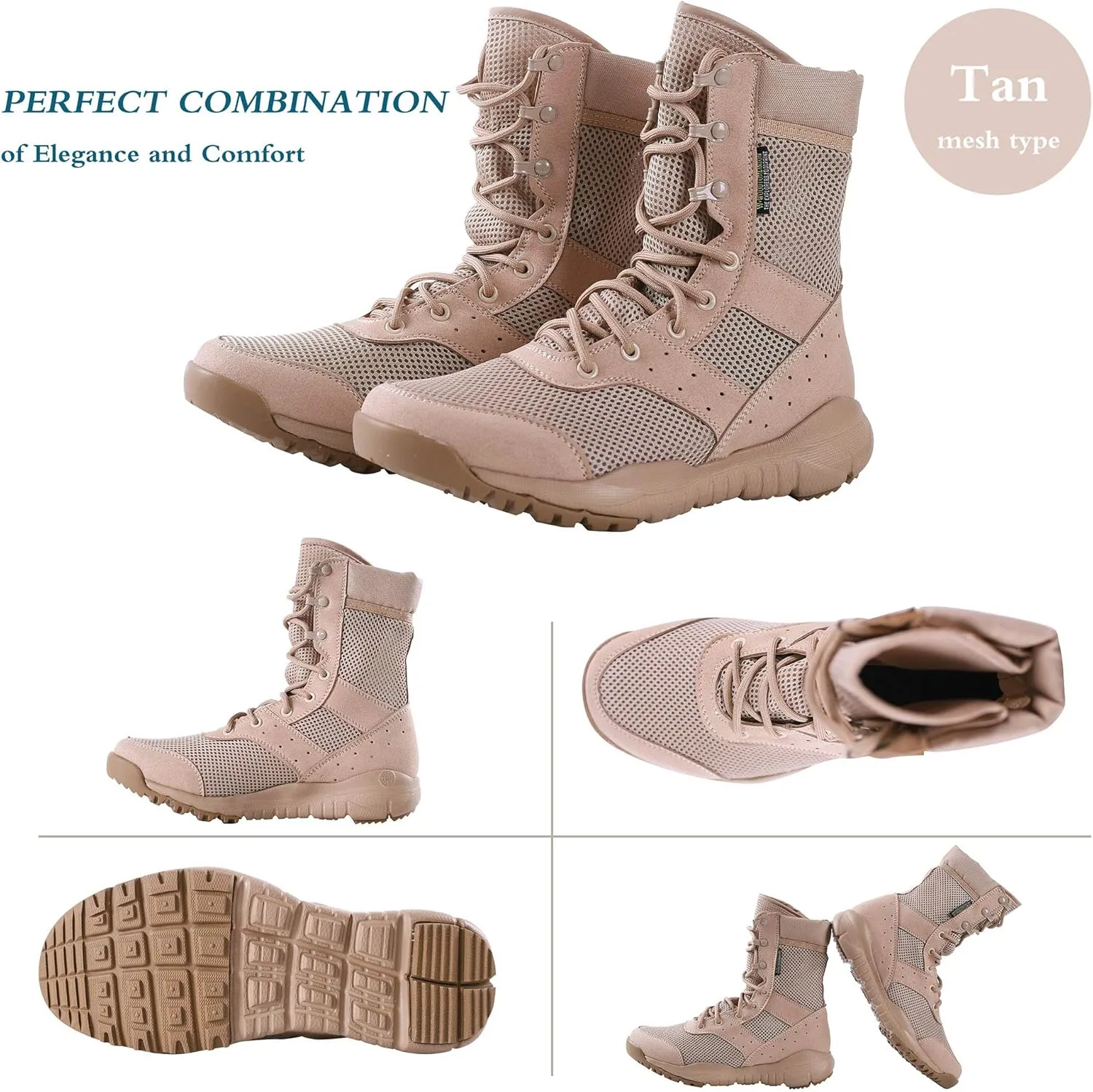 Men's LD Lightweight Combat Boots Microfiber/Suede Leather Military Tactical Boots