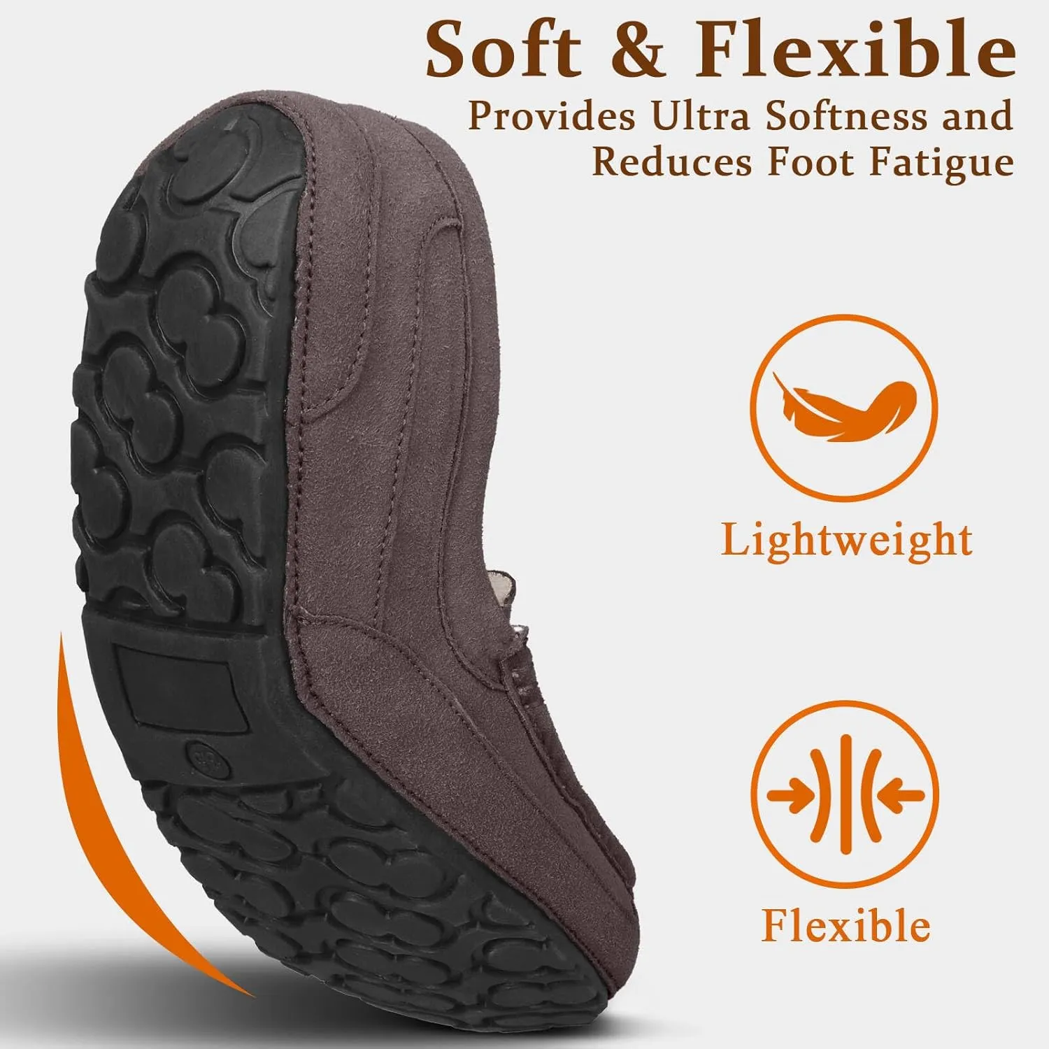 Mens Moccasin Slippers House Slippers for Men Slip-On Mens Loafers Breathable Suede Cozy Fur Lined Loafers for Men for Indoor & Outdoor