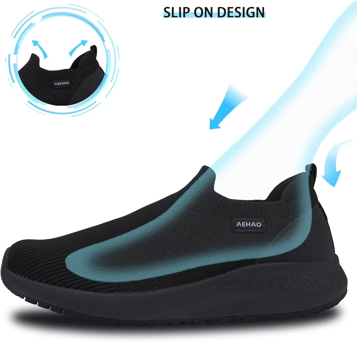 Men's Non Slip Work Shoes Restaurant Waterproof Chef Shoe for Kitchen Hospital Slip-Resistant Air Cushion Sneakers with Easy-Clean Modern Design Breathable Lightweight