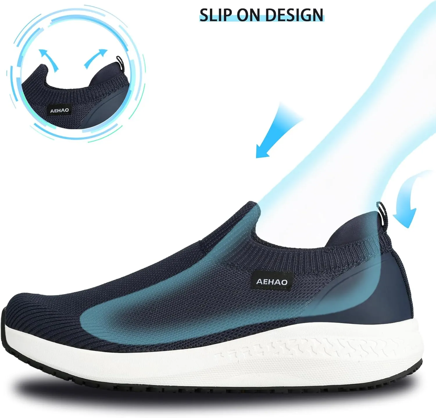 Men's Non Slip Work Shoes Restaurant Waterproof Chef Shoe for Kitchen Hospital Slip-Resistant Air Cushion Sneakers with Easy-Clean Modern Design Breathable Lightweight