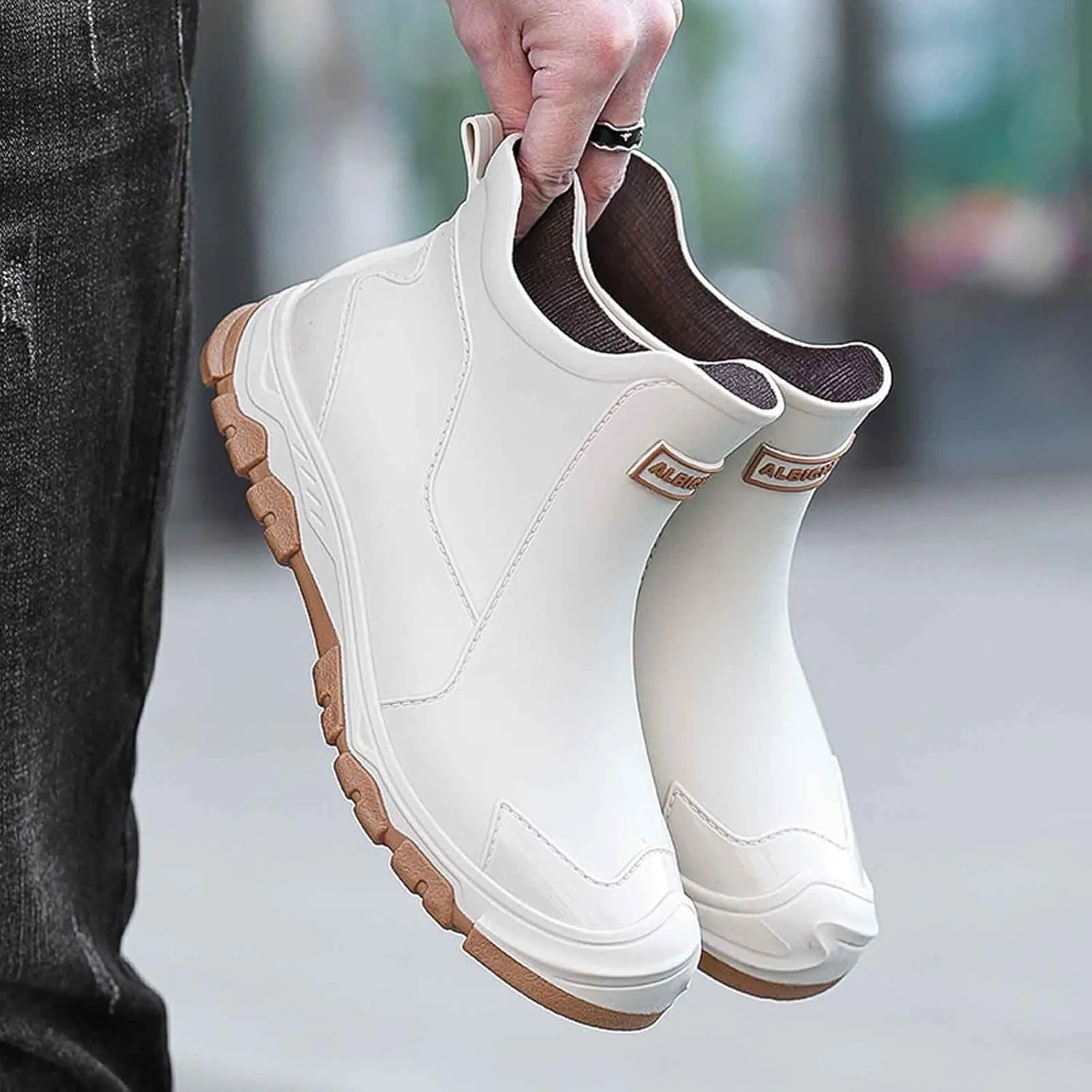Men's Rain Boots for Outdoor Activities Gardening Hiking with Slip Sole Comfortable Mid Calf Design