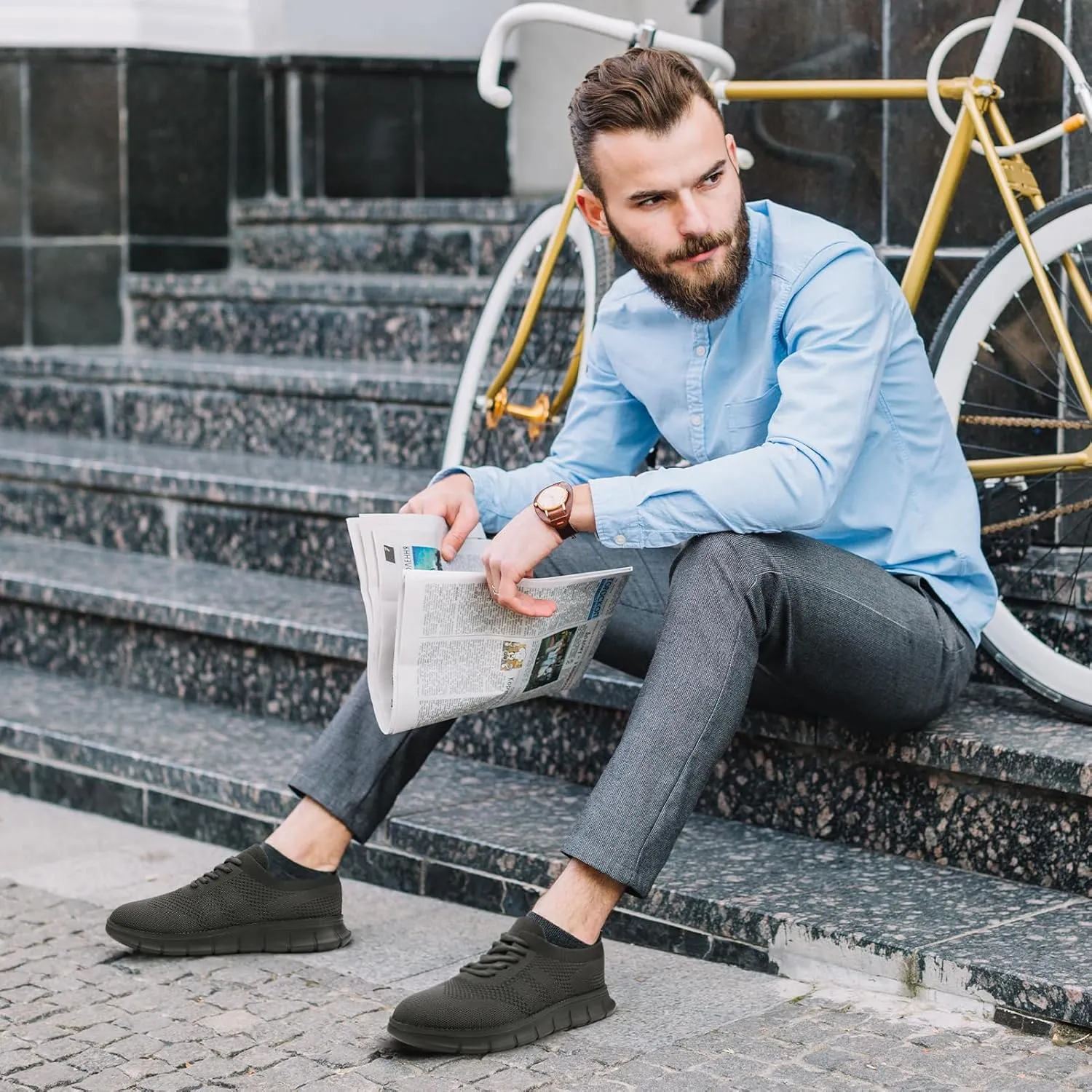 Men's Slip on Walking Shoes Fashion Dress Sneakers Business Oxfords Breathable Lightweight Loafers Tennis for Driving Walking Skate