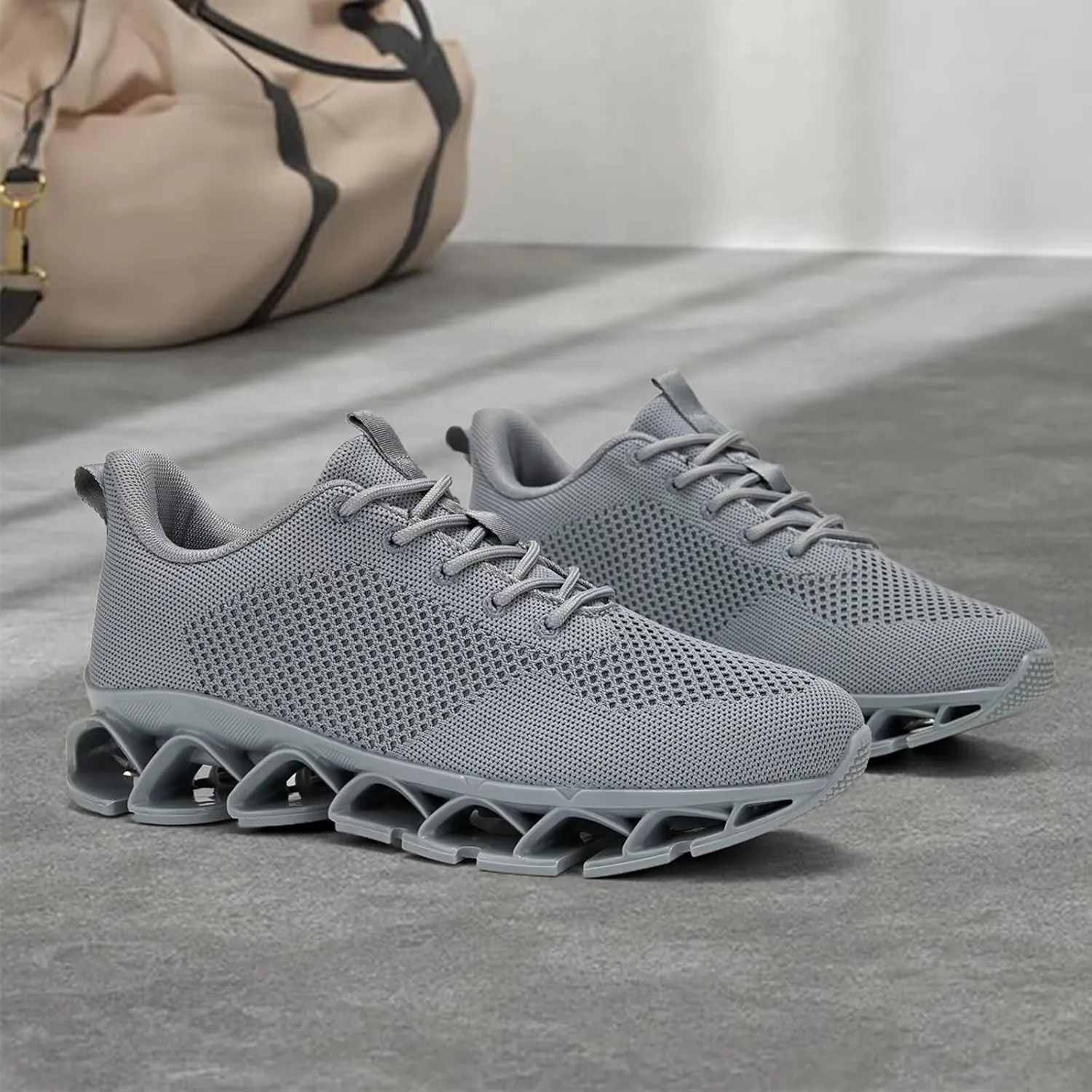 Mens Walking Shoes Blade Non Slip Fashion Sneakers Breathable Mesh Soft Sole Casual Athletic Running Sport Shoes