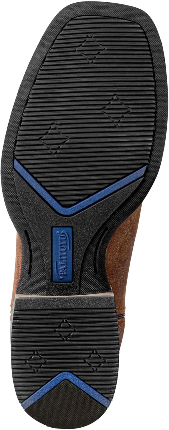 Men’s Western Cowboy Boots, Fashionable Embroidered Full Grain Leather, Square Toe Pull-On, 4-Layer Composite Sole, Slip-Resistant Work & Riding Boots