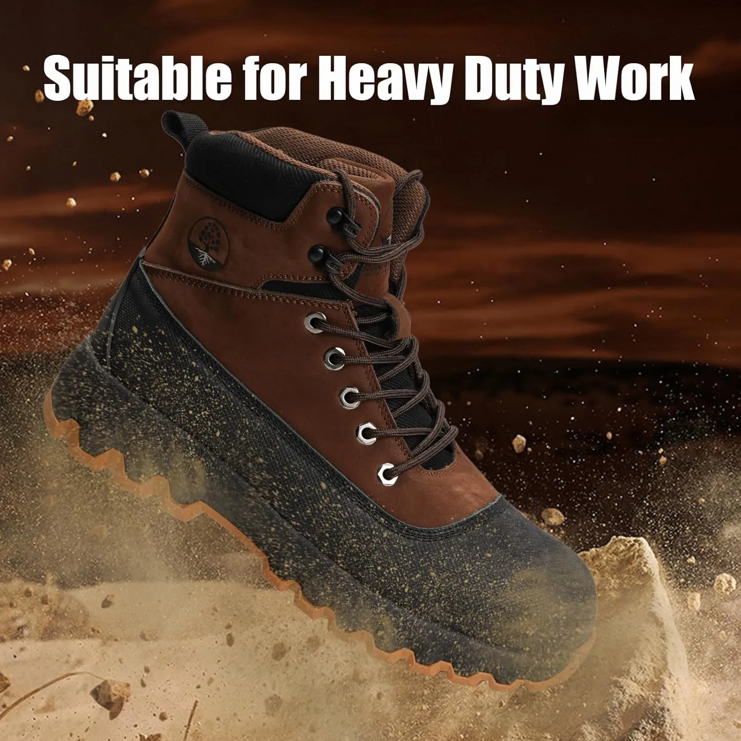 Mens work boots Composite Toe Boots for Men Genuine Leather Rubber Sole No Slip Waterproof Shoes Industrial & Construction Safety boots