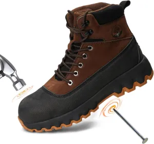 Mens work boots Composite Toe Boots for Men Genuine Leather Rubber Sole No Slip Waterproof Shoes Industrial & Construction Safety boots