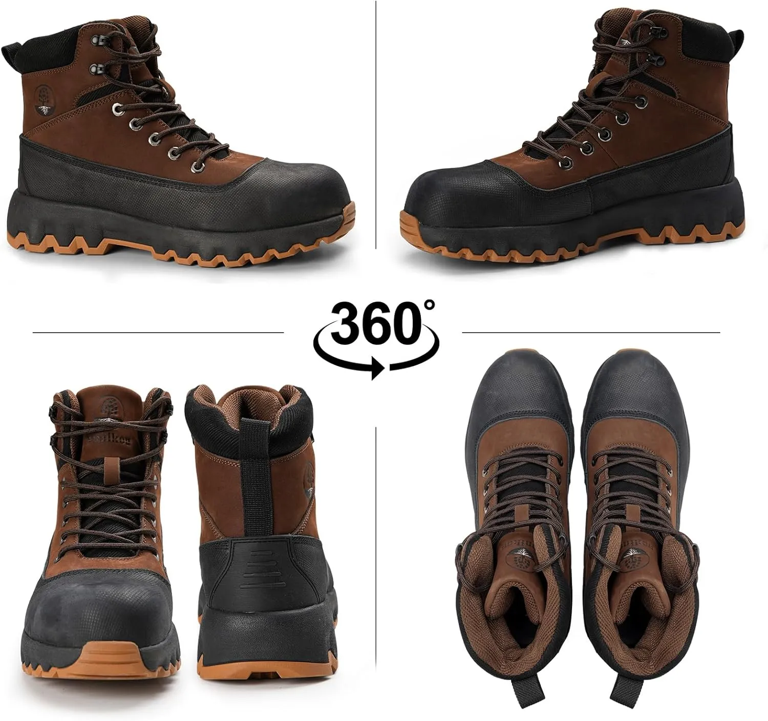 Mens work boots Composite Toe Boots for Men Genuine Leather Rubber Sole No Slip Waterproof Shoes Industrial & Construction Safety boots