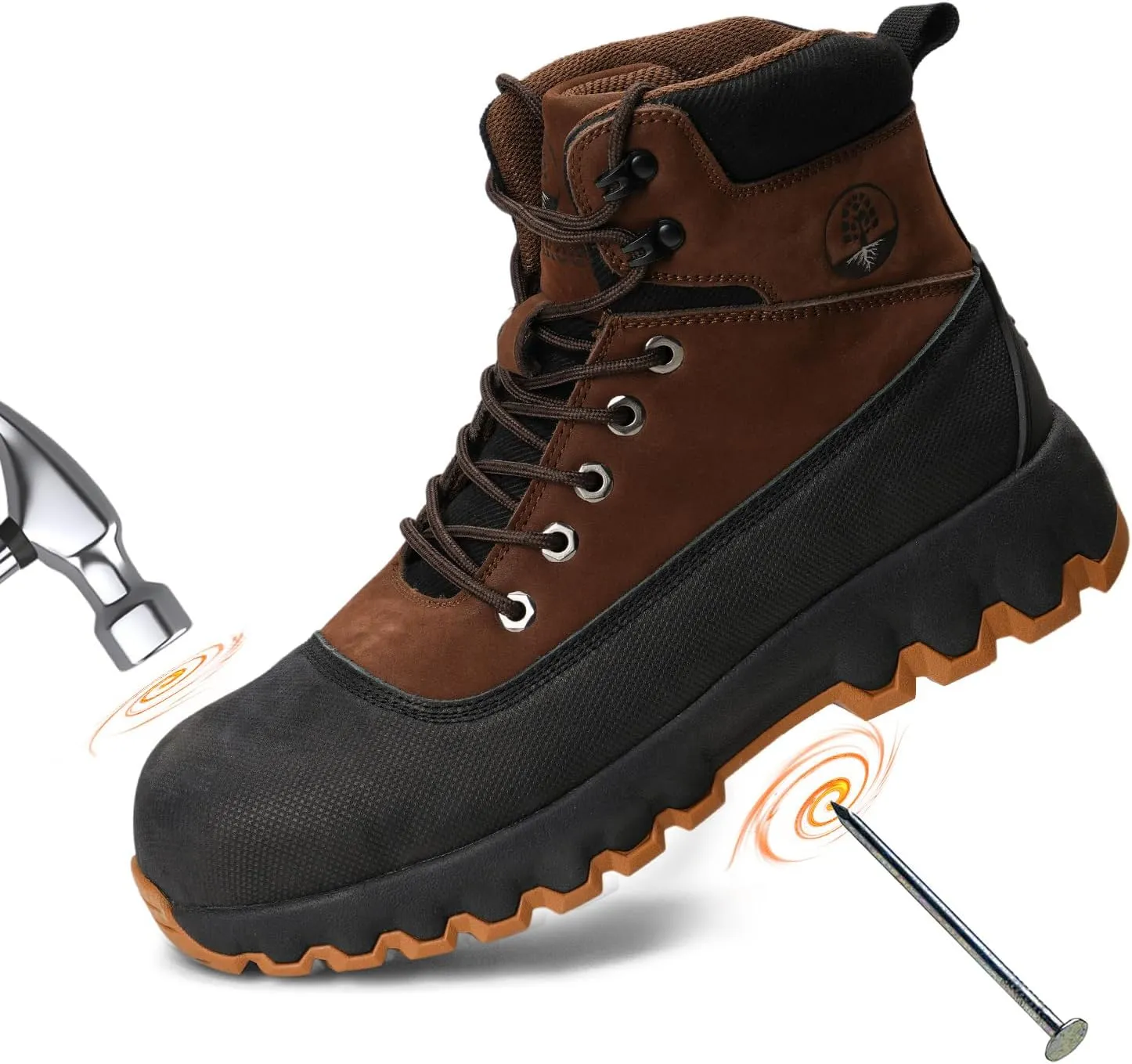 Mens work boots Composite Toe Boots for Men Genuine Leather Rubber Sole No Slip Waterproof Shoes Industrial & Construction Safety boots
