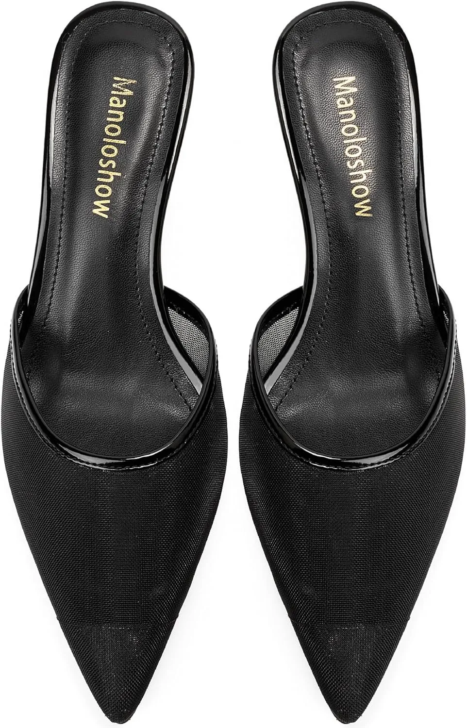 Mesh Backless Mules Heels Pumps Comfy Slippers Evening Dress Sandals Pointed Toe Women Shoes Detail 2in Heels