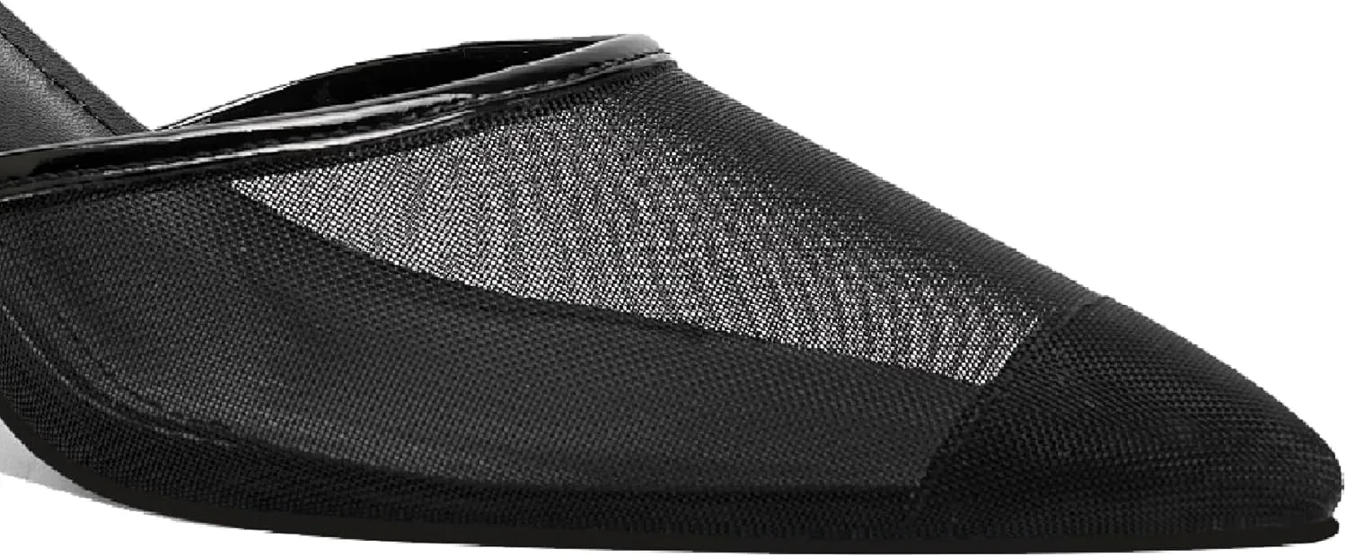 Mesh Backless Mules Heels Pumps Comfy Slippers Evening Dress Sandals Pointed Toe Women Shoes Detail 2in Heels