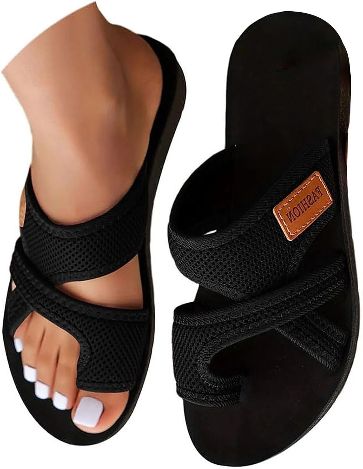 Mesh Sandals for Women Orthowalk Shoes Orthopedic Arch Support Beach Breathable Comfortable Wide Hollow Slides