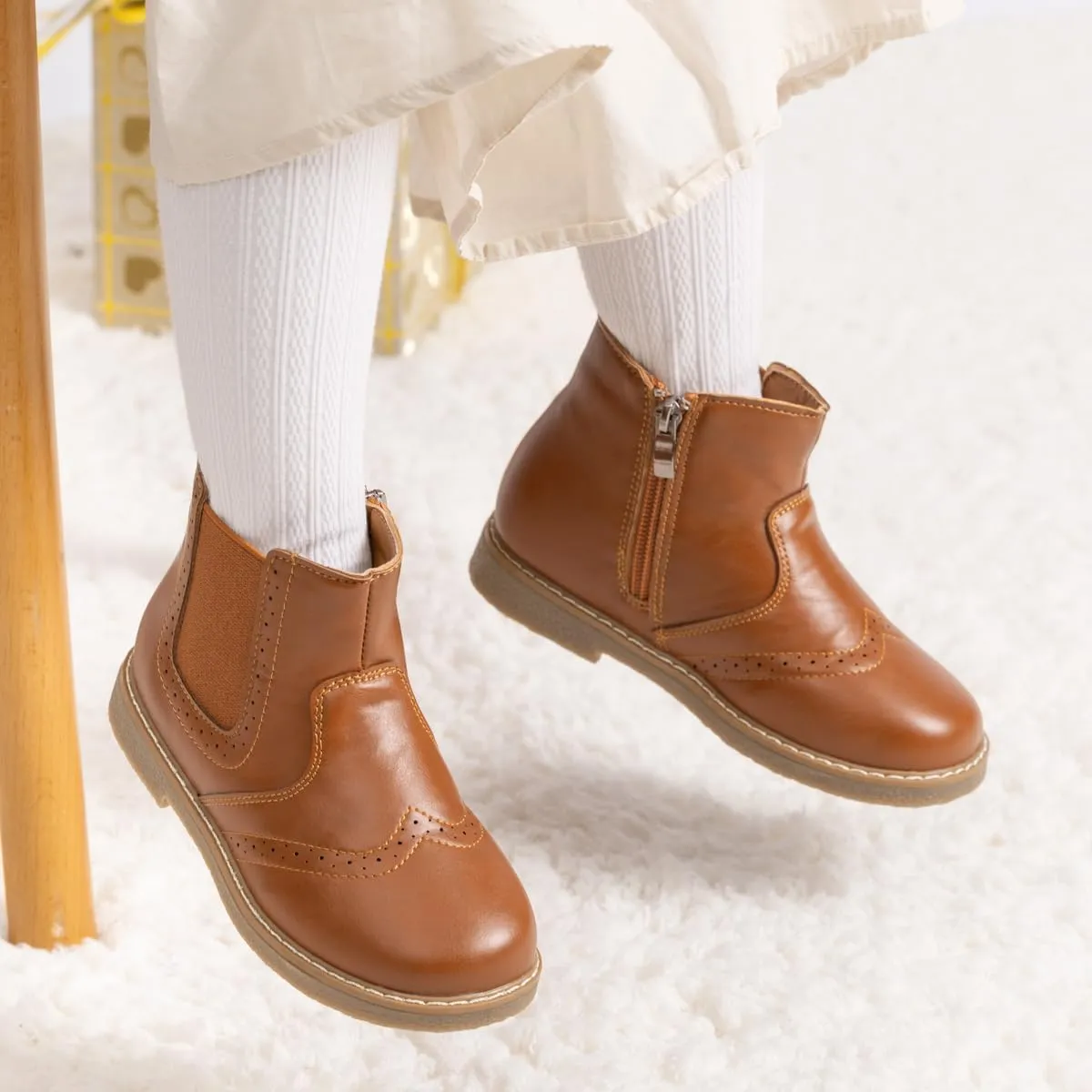 Miamooi Toddler Girls Boys Combat Ankle Boots Little Kid Waterproof Outdoor Chelsea Fall Booties Leather Comfort Shoes (Toddler/Little Kid)