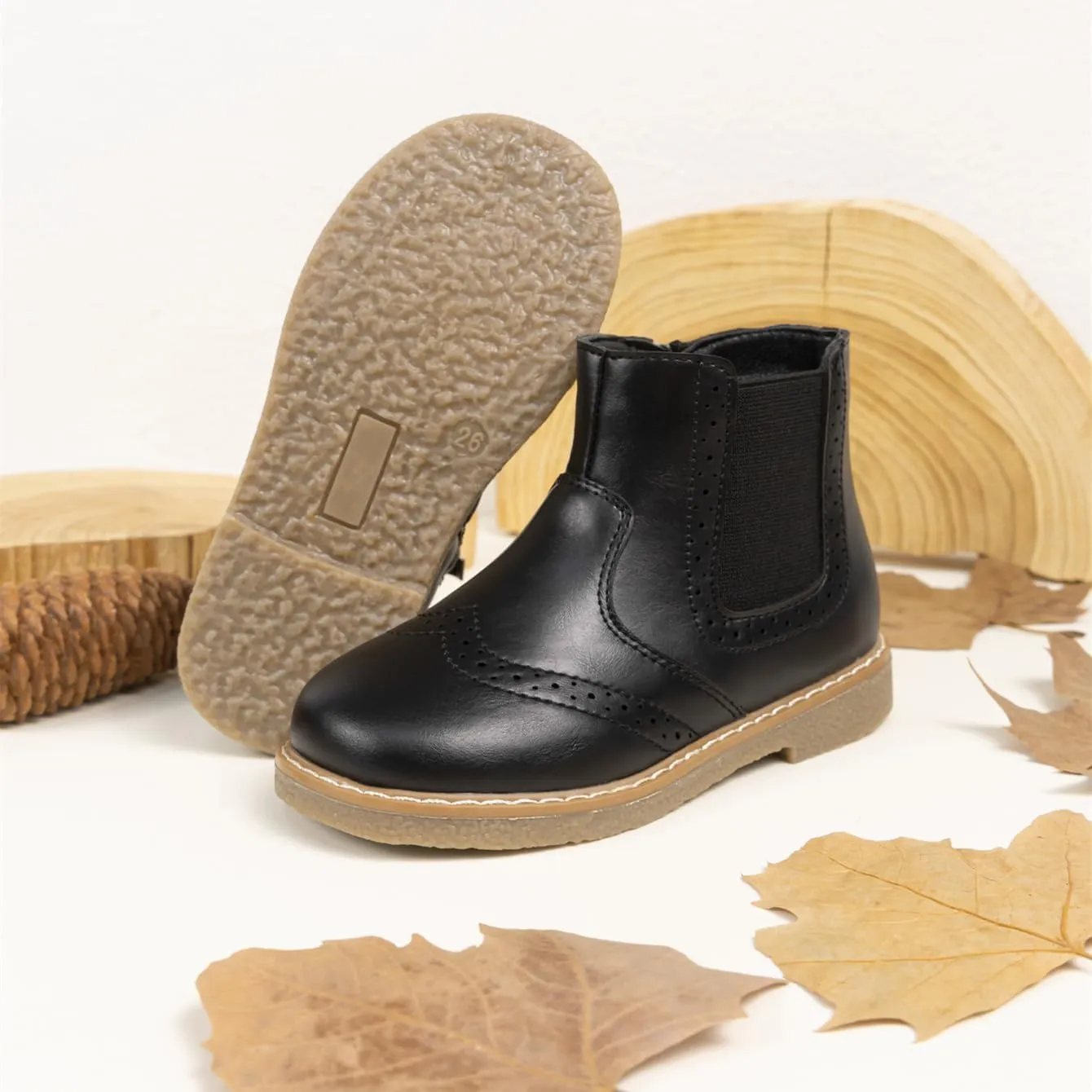 Miamooi Toddler Girls Boys Combat Ankle Boots Little Kid Waterproof Outdoor Chelsea Fall Booties Leather Comfort Shoes (Toddler/Little Kid)