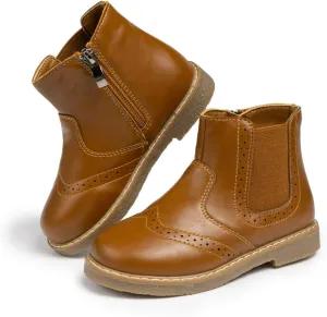 Miamooi Toddler Girls Boys Combat Ankle Boots Little Kid Waterproof Outdoor Chelsea Fall Booties Leather Comfort Shoes (Toddler/Little Kid)
