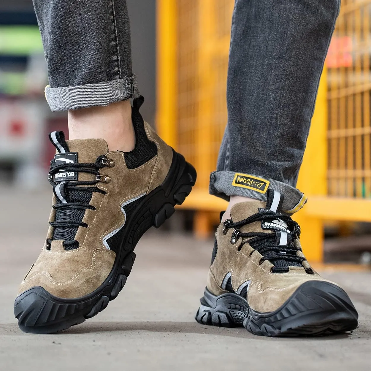 Micoklinlin Steel Toe Shoes for Women Lightweight Pigskin Welding Shoes Safety Sneakers for Work Puncture Proof Hiking Shoes