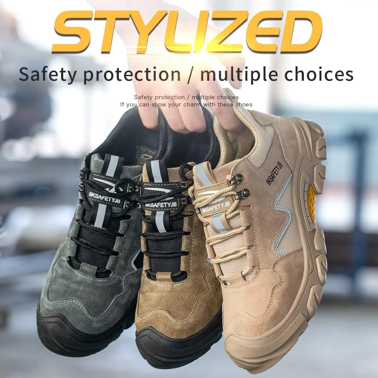 Micoklinlin Steel Toe Shoes for Women Lightweight Pigskin Welding Shoes Safety Sneakers for Work Puncture Proof Hiking Shoes