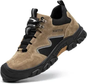 Micoklinlin Steel Toe Shoes for Women Lightweight Pigskin Welding Shoes Safety Sneakers for Work Puncture Proof Hiking Shoes