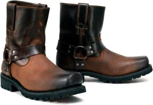 Milwaukee Leather Men's Brown Two-Tone Full Grain Leather Easy Pull-On Motorcycle Harness Boots MBM9008
