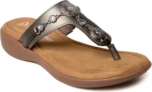 Minnetonka Brenn - Double Band Slide Sandals for Women Handcrafted with Classic Slip-On Silhouette Design, Padded Rubber Soles, and Metal Accents and Ornaments