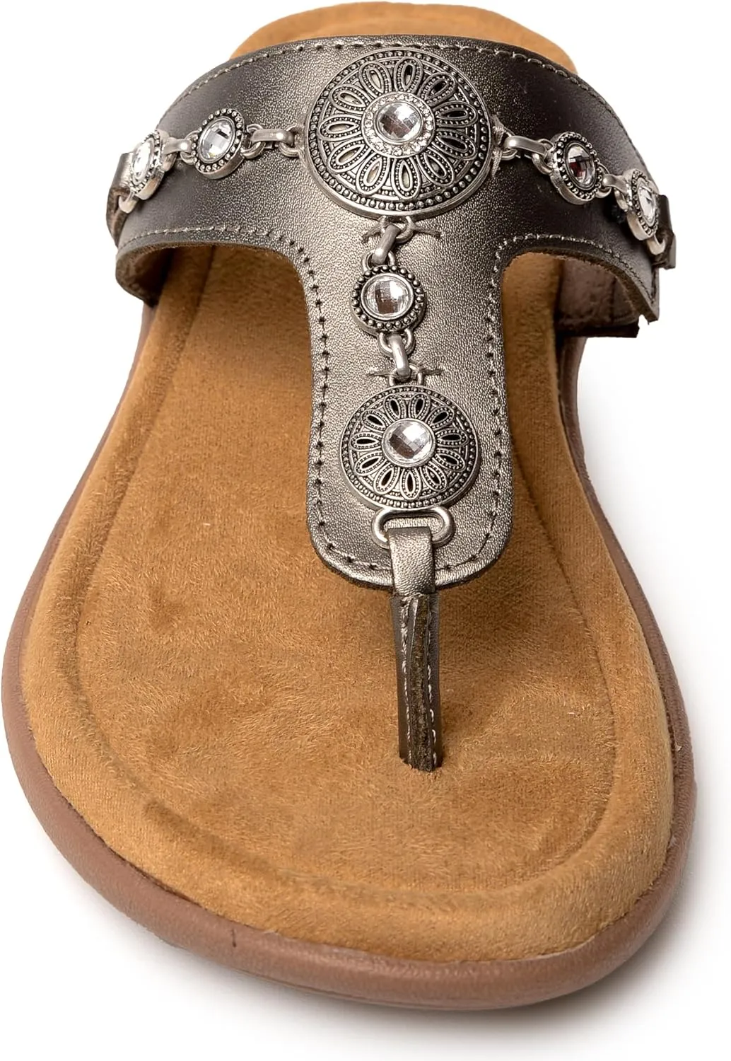 Minnetonka Brenn - Double Band Slide Sandals for Women Handcrafted with Classic Slip-On Silhouette Design, Padded Rubber Soles, and Metal Accents and Ornaments