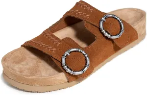 Minnetonka Georgine – Women’s Two Strap Sandals with Two Buckle Adjustable Straps, Metal Accents, and Microfiber Lining