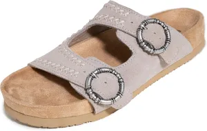 Minnetonka Georgine – Women’s Two Strap Sandals with Two Buckle Adjustable Straps, Metal Accents, and Microfiber Lining