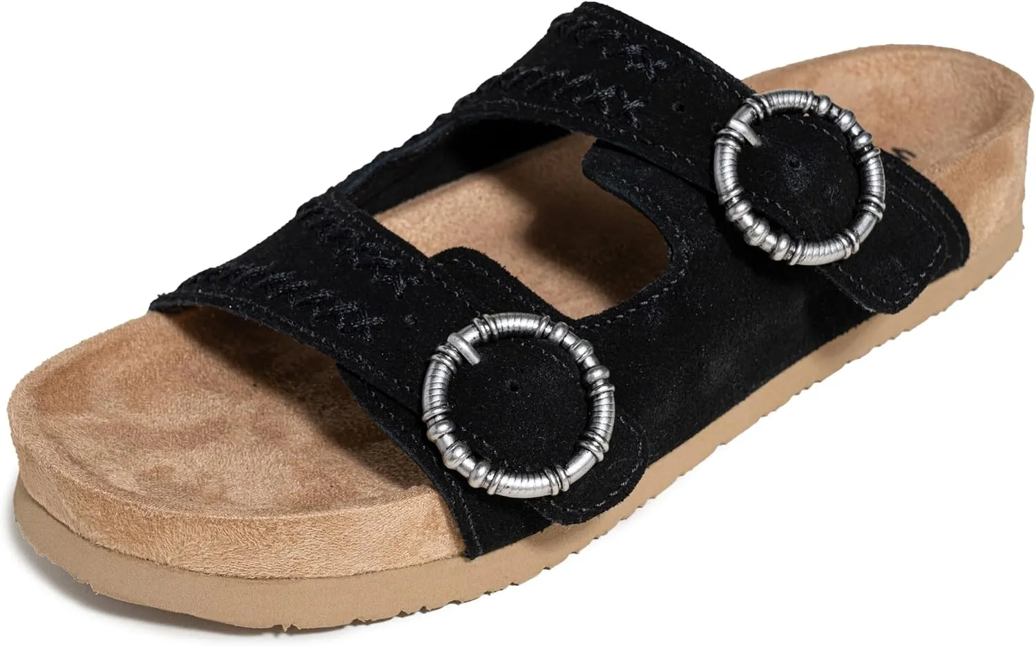 Minnetonka Georgine – Women’s Two Strap Sandals with Two Buckle Adjustable Straps, Metal Accents, and Microfiber Lining