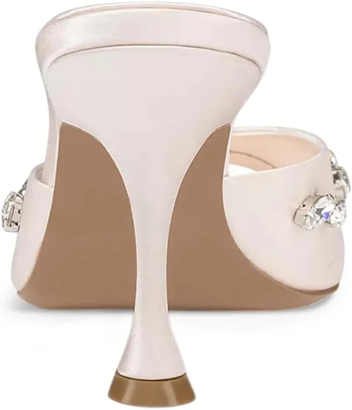 miss left Women Elegant Open Peep Toe Rhinestone Mules Thin High Heel Slip On Slippers Stylish Ballroom Dress Sandals Shoes Size 4-16 US