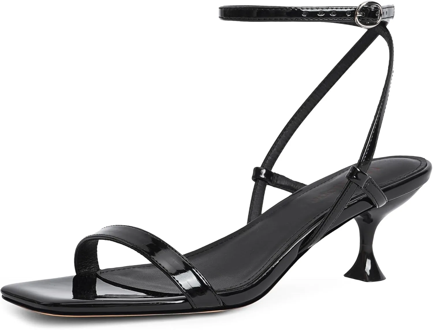 Modatope Kitten Heels for Women Open Square Toe Ankle Strap Sandals Low Heels Dress Shoes for Party