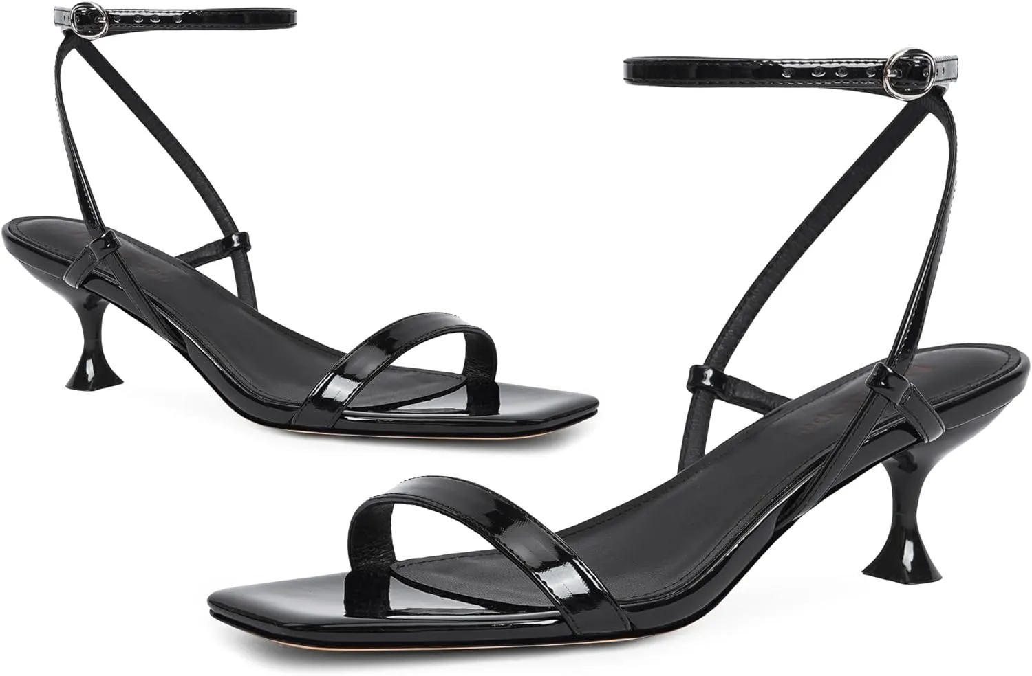 Modatope Kitten Heels for Women Open Square Toe Ankle Strap Sandals Low Heels Dress Shoes for Party