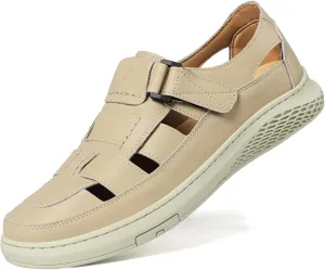 Moodeng Men's Sandals Causal Leather Sandals Outdoor Sport Sandals Lightweight Arch Support Walking Loafers