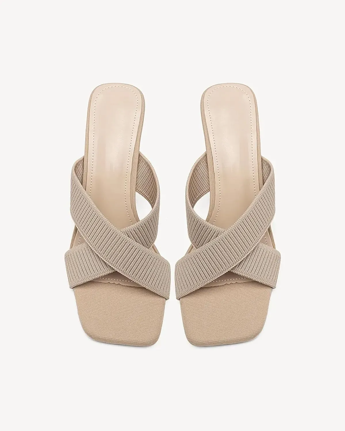 MOUSSE FIT Women Heeled Sandals, Mesh Casual Square Toe Mules
