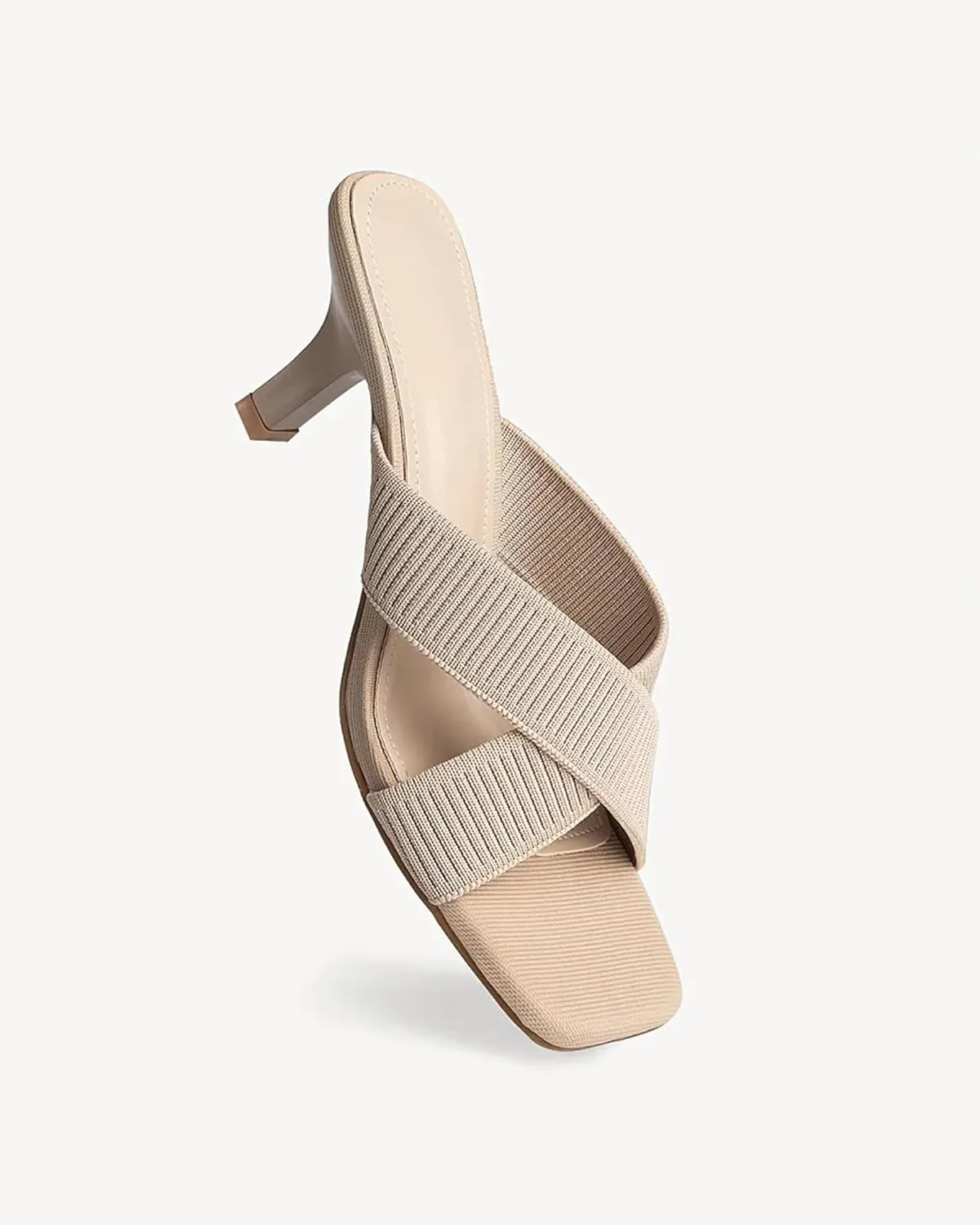 MOUSSE FIT Women Heeled Sandals, Mesh Casual Square Toe Mules