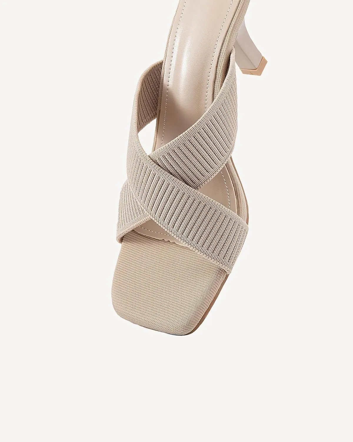 MOUSSE FIT Women Heeled Sandals, Mesh Casual Square Toe Mules
