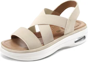mysoft Women's Comfortable Walking Sandals Air Cushion Sport Slingback Elastic Band Platform Shoes