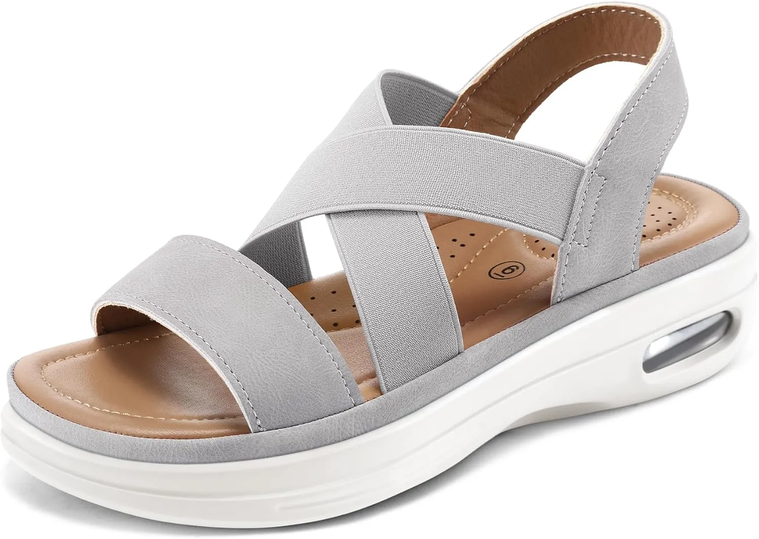 mysoft Women's Comfortable Walking Sandals Air Cushion Sport Slingback Elastic Band Platform Shoes