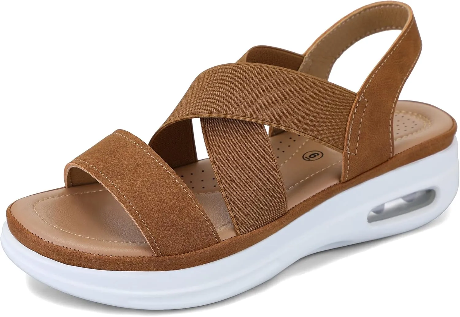 mysoft Women's Comfortable Walking Sandals Air Cushion Sport Slingback Elastic Band Platform Shoes