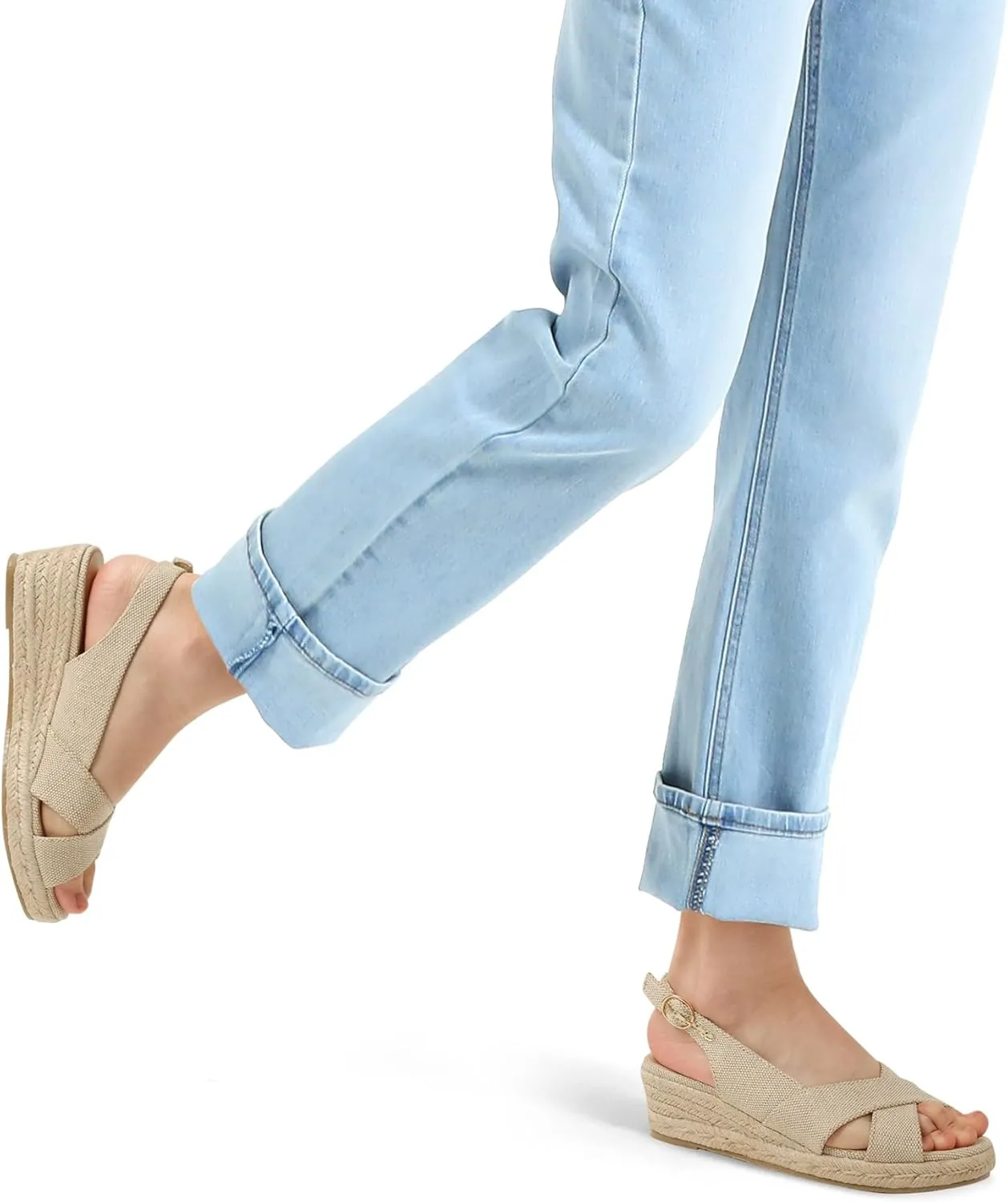 mysoft Women's Espadrille Sandals Low Wedge Platform Open Toe Slingback Ankle Strap Criss Cross Slip On Summer Shoes