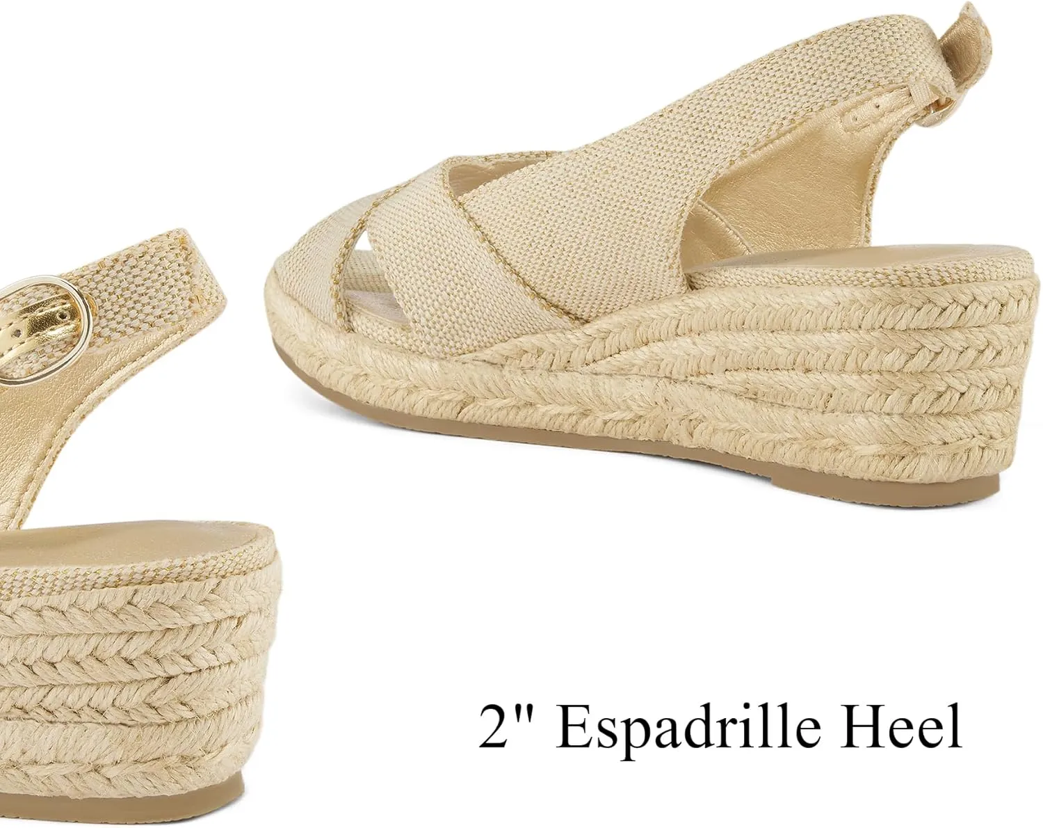mysoft Women's Espadrille Sandals Low Wedge Platform Open Toe Slingback Ankle Strap Criss Cross Slip On Summer Shoes