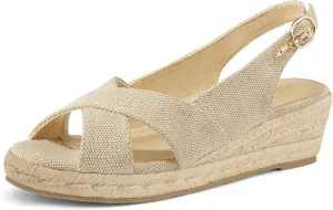 mysoft Women's Espadrille Sandals Low Wedge Platform Open Toe Slingback Ankle Strap Criss Cross Slip On Summer Shoes