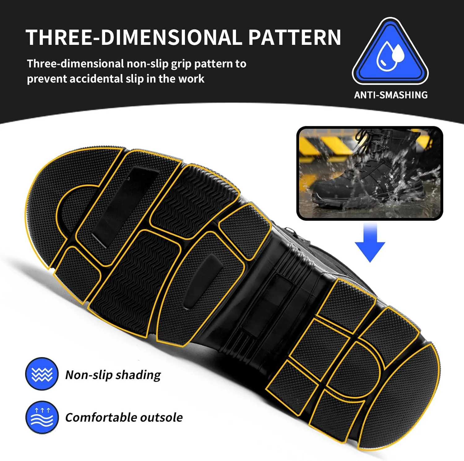 Nasogetch Mens Work Boots Steel Toe Boots for Men Women Comfortable Lightweight Indestructible Shoes Non-Slip Construction Boots Safety