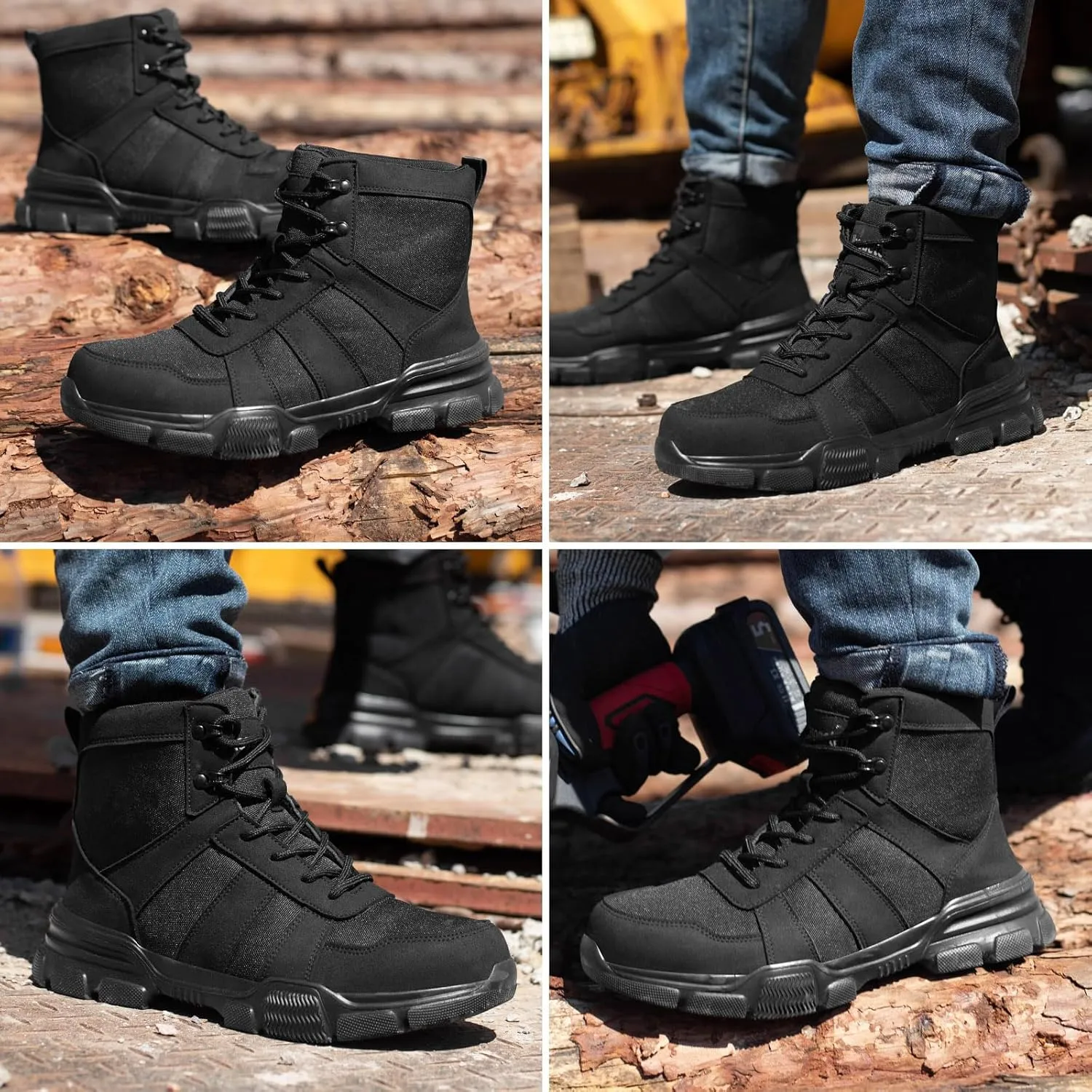 Nasogetch Mens Work Boots Steel Toe Boots for Men Women Comfortable Lightweight Indestructible Shoes Non-Slip Construction Boots Safety
