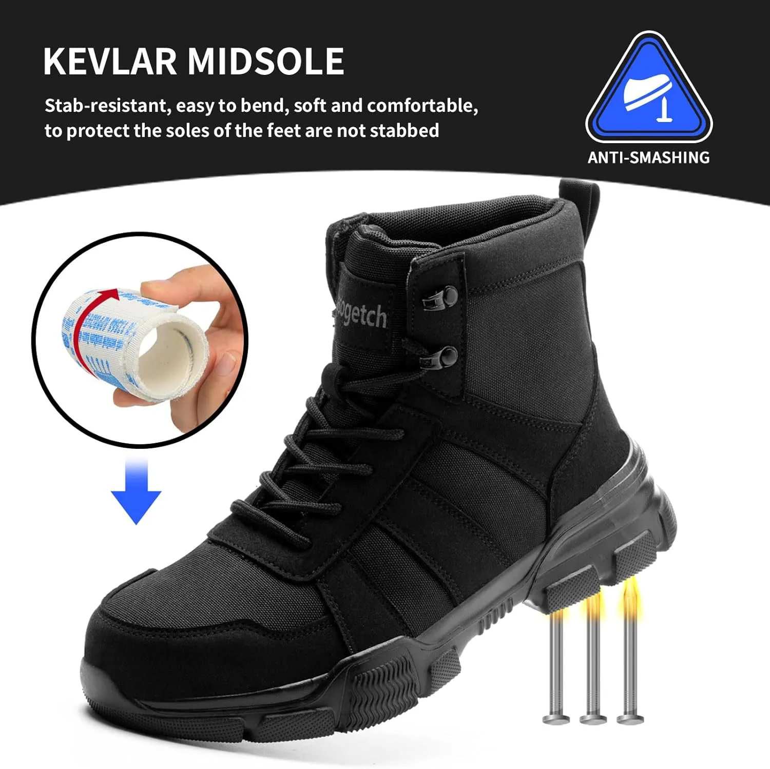 Nasogetch Mens Work Boots Steel Toe Boots for Men Women Comfortable Lightweight Indestructible Shoes Non-Slip Construction Boots Safety