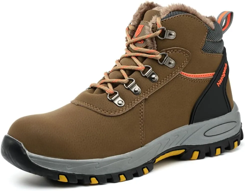 Nasogetch Steel Toe Boots for Men Women Work Boots Comfortable Lightweight Steel Toe Shoes Puncture Proof Non Slip Work Shoes Fleece-Lined