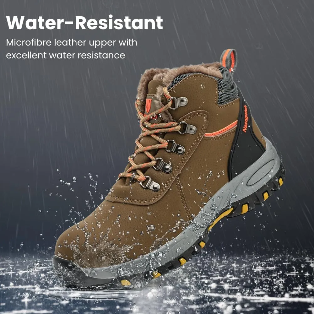 Nasogetch Steel Toe Boots for Men Women Work Boots Comfortable Lightweight Steel Toe Shoes Puncture Proof Non Slip Work Shoes Fleece-Lined