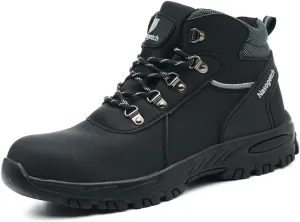Nasogetch Steel Toe Boots for Men Women Work Boots Comfortable Lightweight Steel Toe Shoes Puncture Proof Non Slip Work Shoes Fleece-Lined