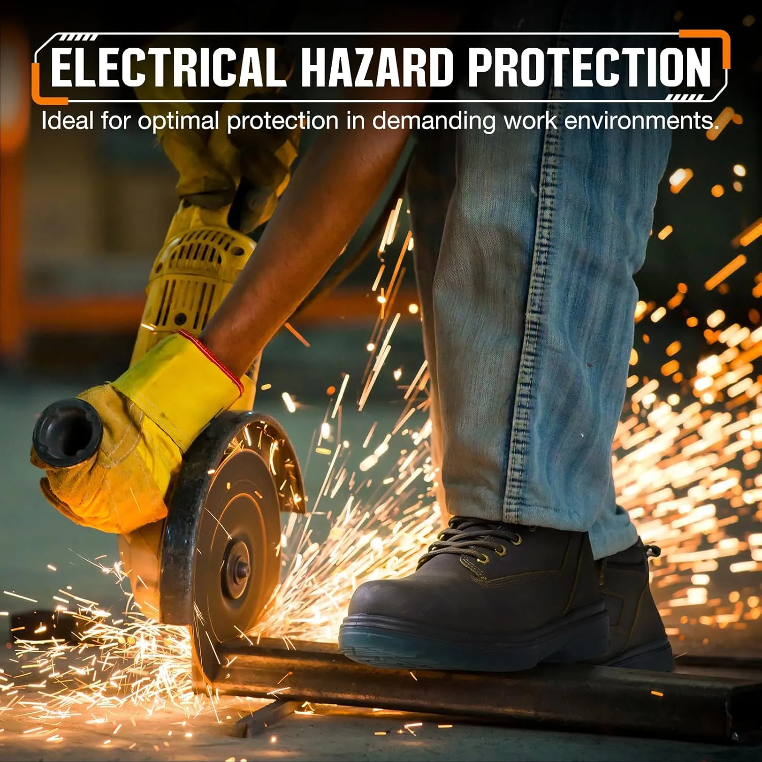 NINGO Steel Toe Work Boots for Men, Waterproof Work Boot with Puncture Proof, Oil & Slip Resistant, Comfortable Mens Construction Boots with EH Protection, Leather Shoes for Industrial