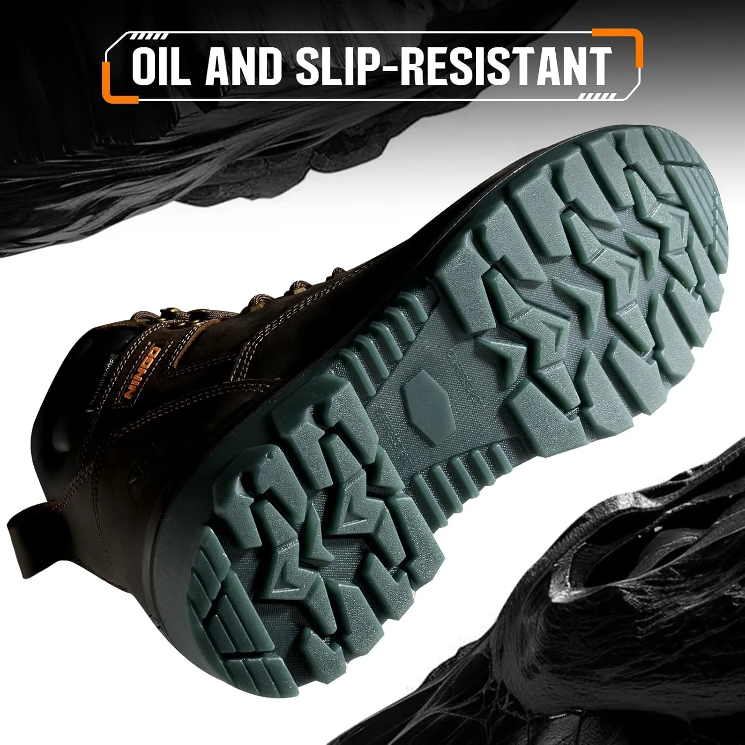 NINGO Steel Toe Work Boots for Men, Waterproof Work Boot with Puncture Proof, Oil & Slip Resistant, Comfortable Mens Construction Boots with EH Protection, Leather Shoes for Industrial
